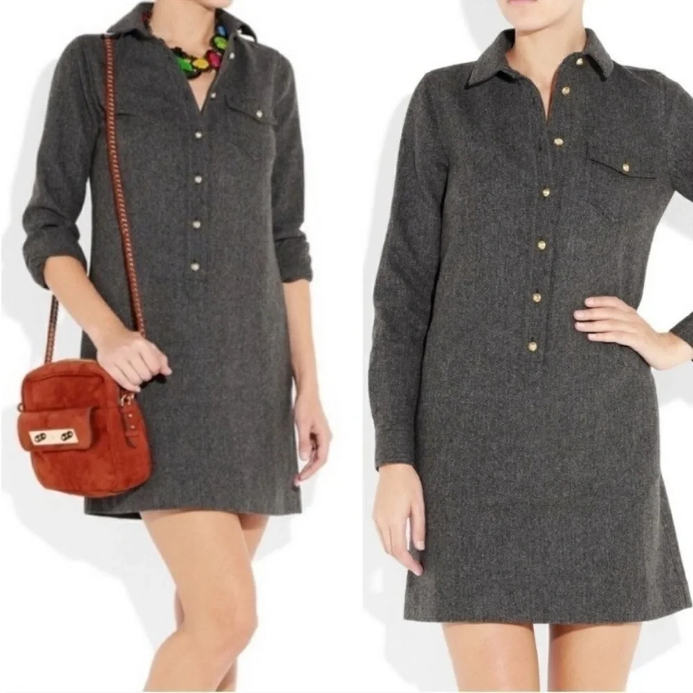 J. Crew herringbone shirt dress